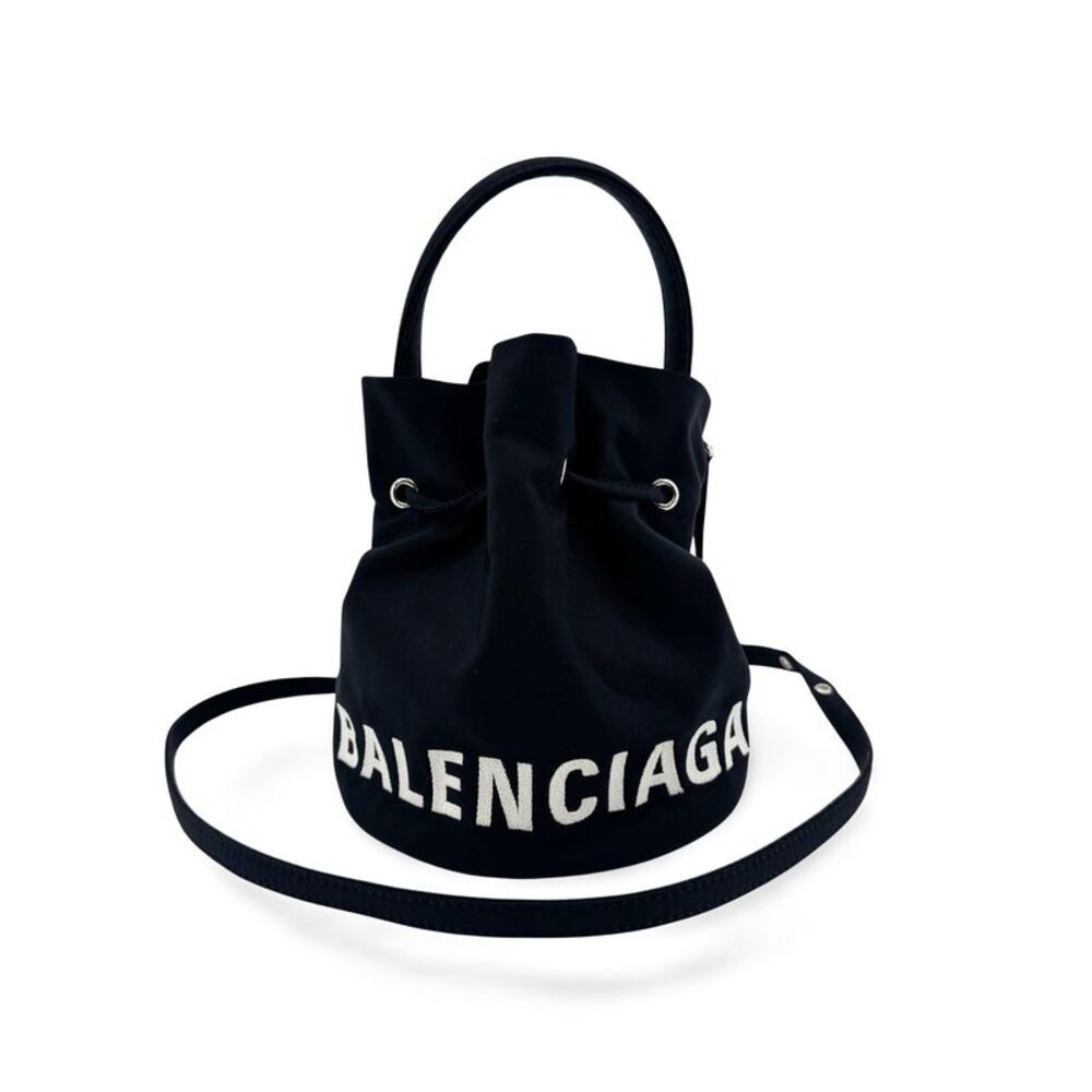 Balenciaga Wheel XS Drawstring Bucket Bag Black